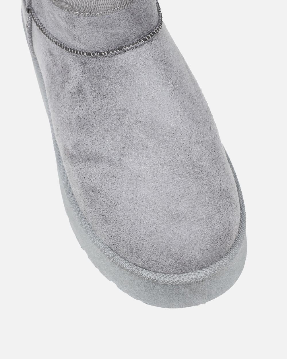 Simmi Grey Faux Suede Flatform Boots