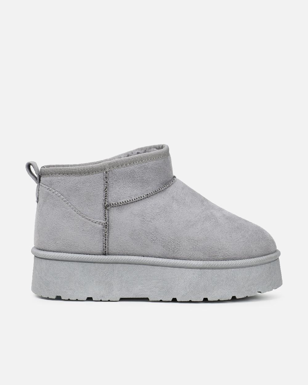 Simmi Grey Faux Suede Flatform Boots