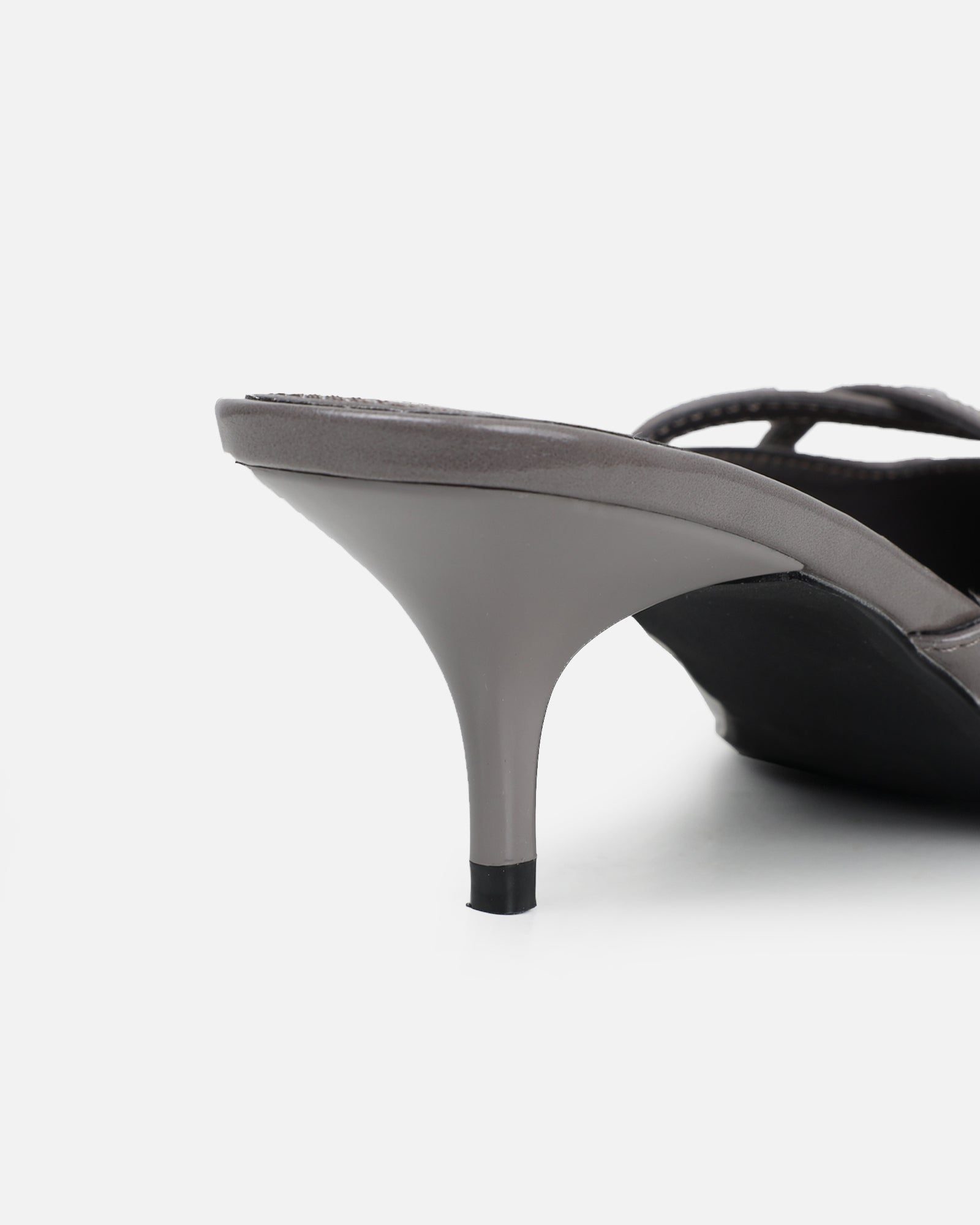 Simmi Grey Low Heel Buckle Mules