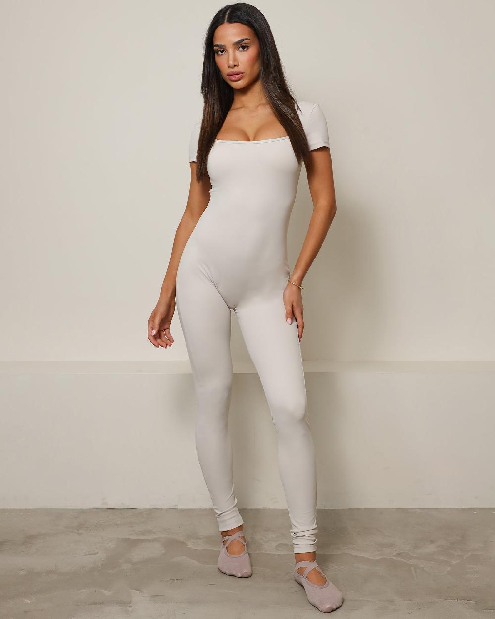 simmi Grey Sculpt Square Neck Jumpsuit