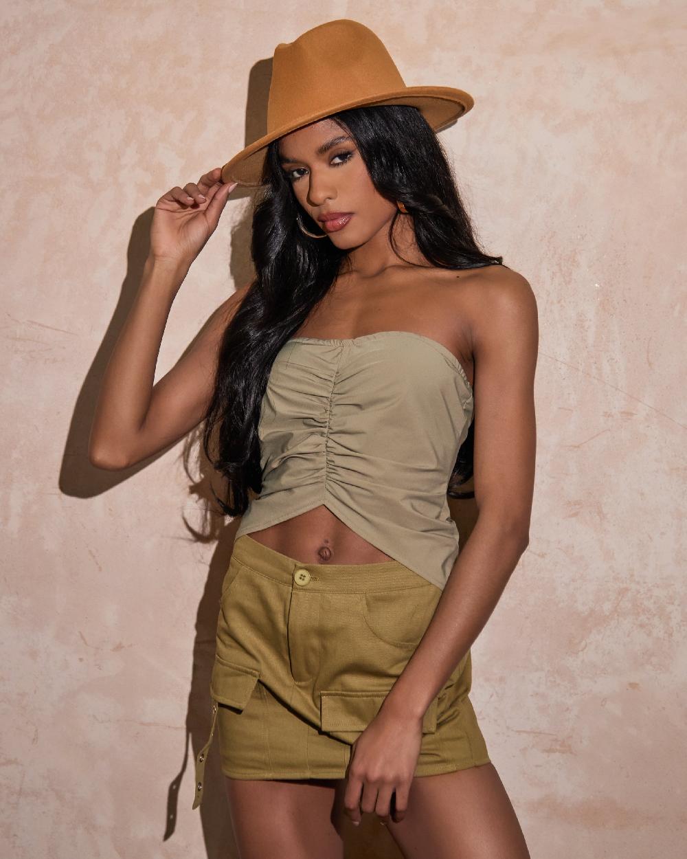 simmi Khaki Cargo Mini Skirt