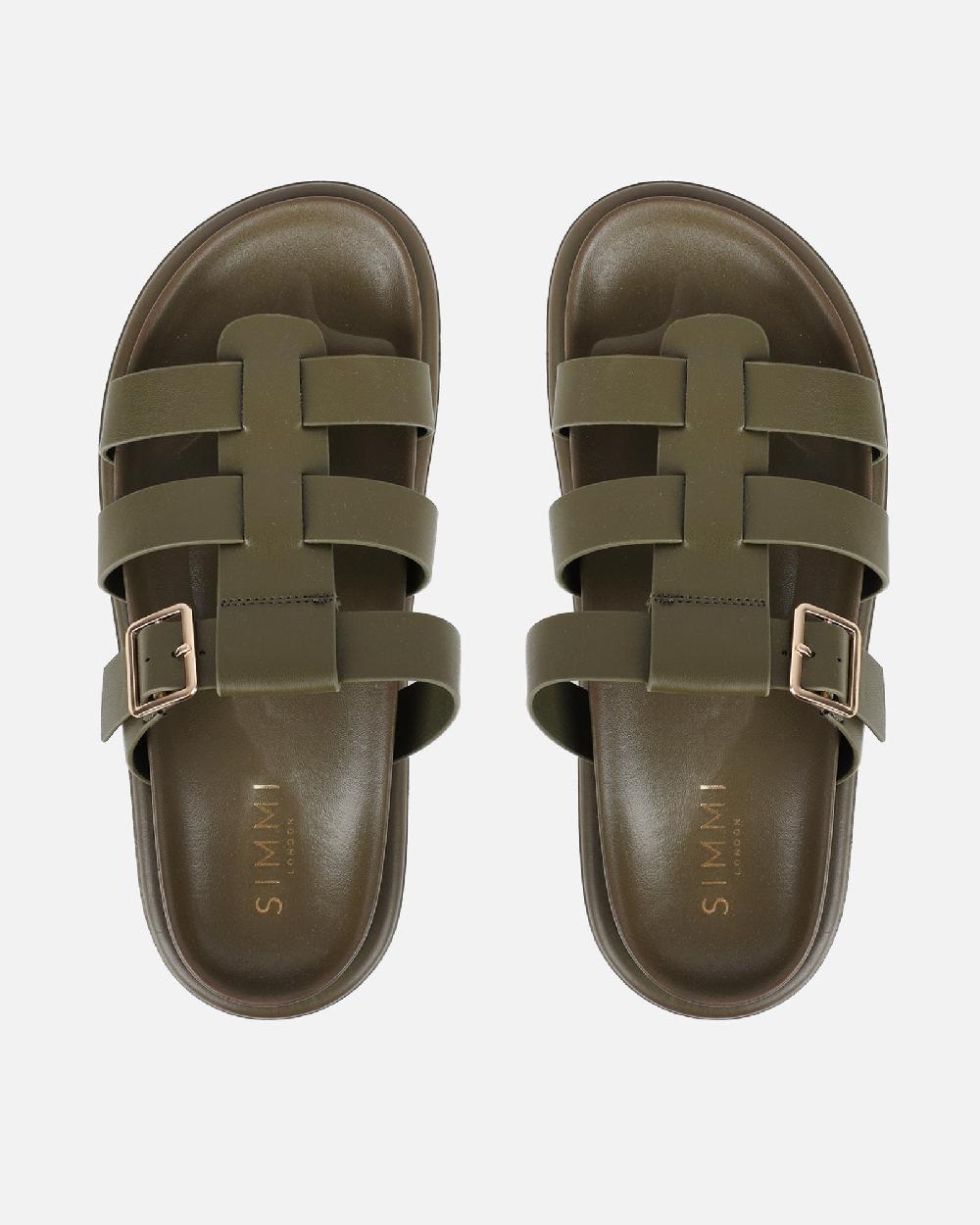 Simmi Khaki Chunky Footbed Sliders