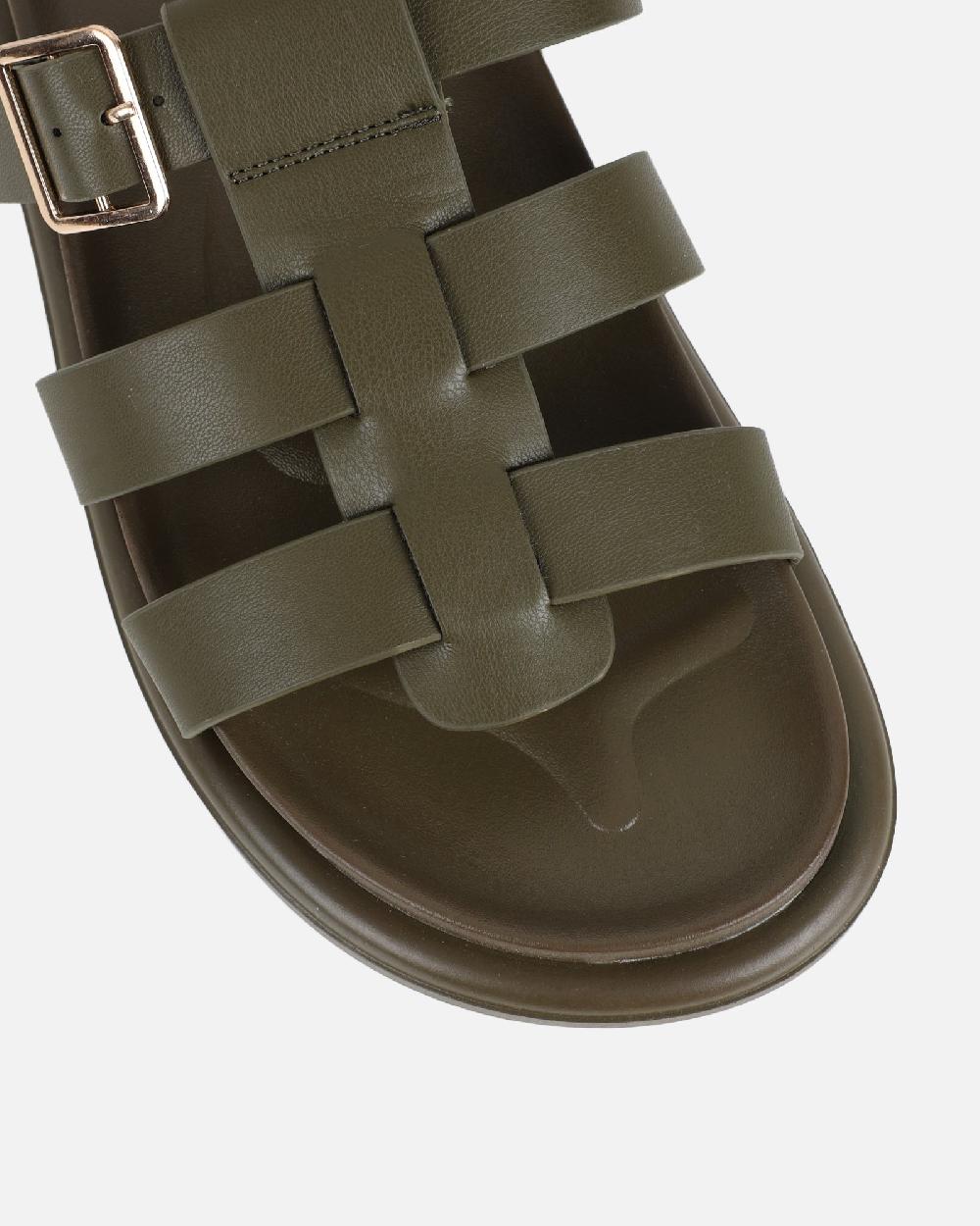 Simmi Khaki Chunky Footbed Sliders