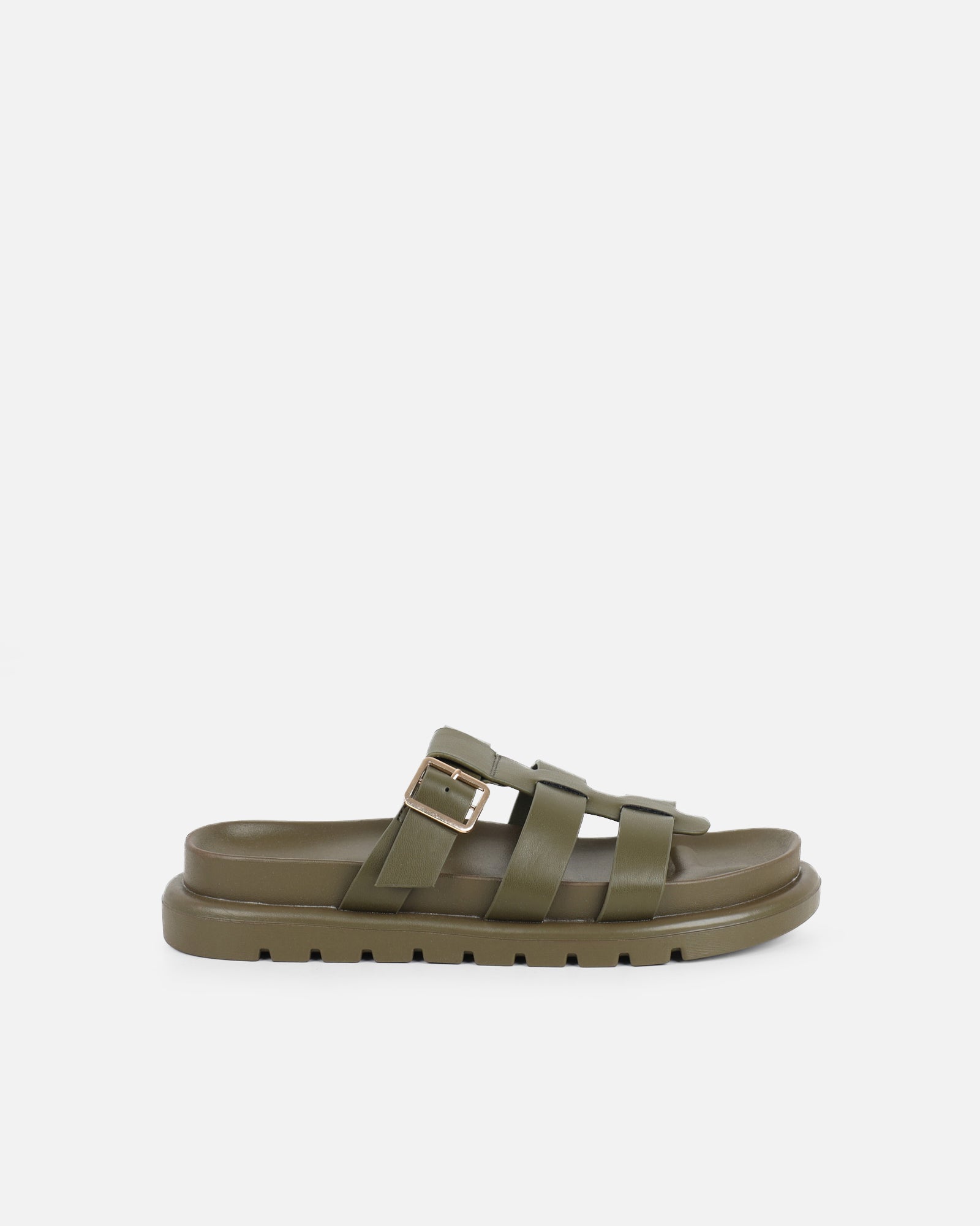 Simmi Khaki Chunky Footbed Sliders