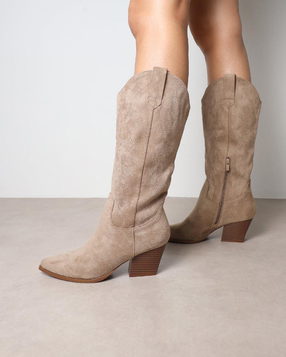 simmi Khaki Western Cowboy Boots