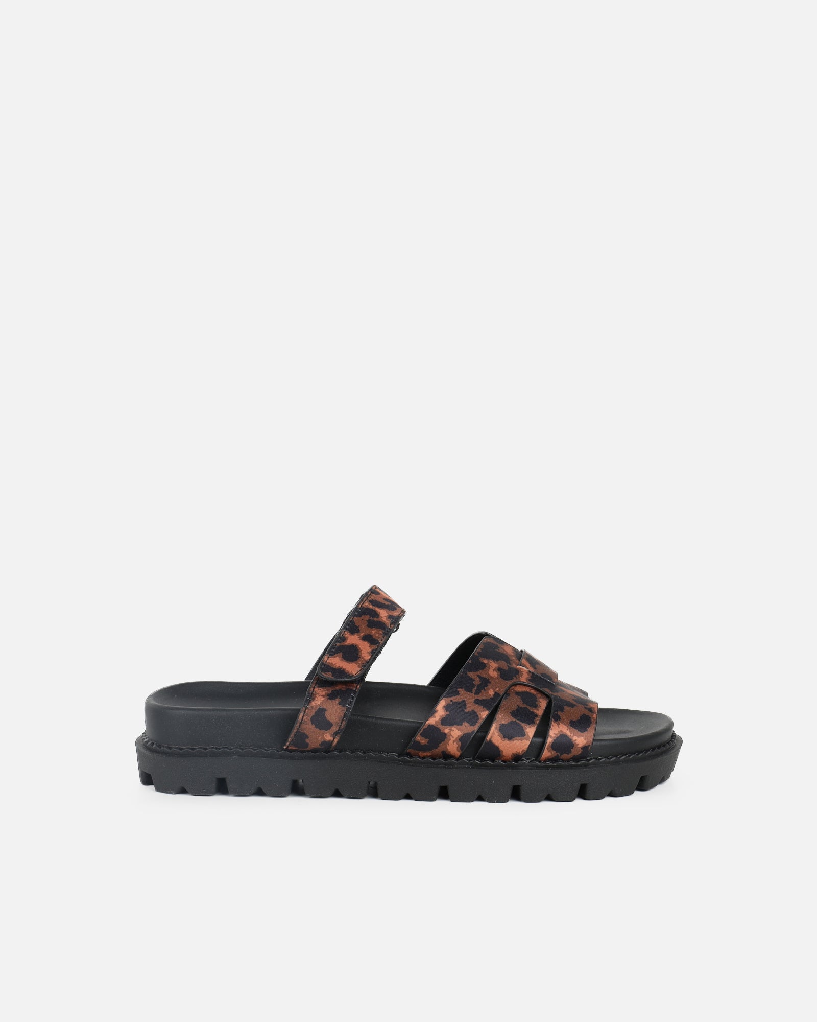 Simmi Leopard Satin Chunky Footbed Slides