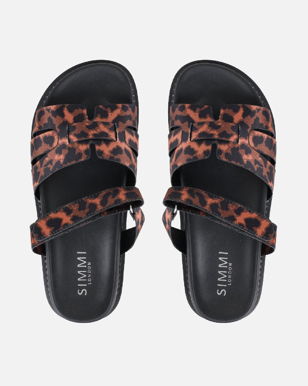 Simmi Leopard Satin Chunky Footbed Slides
