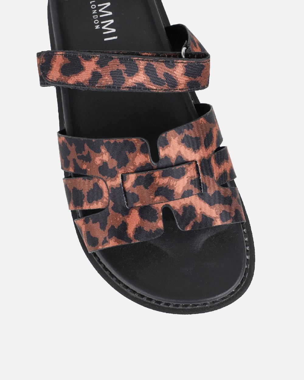 Simmi Leopard Satin Chunky Footbed Slides