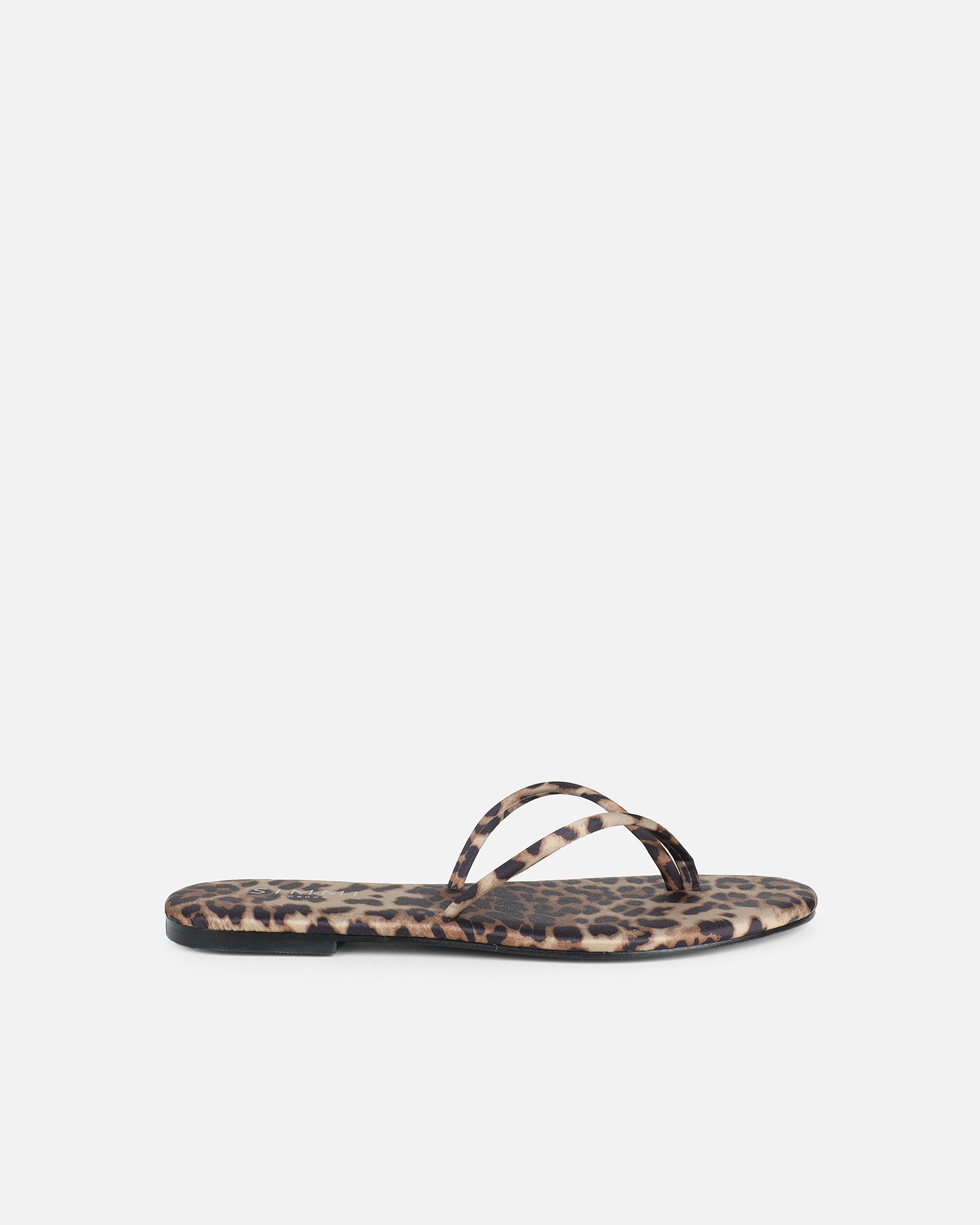 Simmi Leopard Satin Toe Thong Sandals