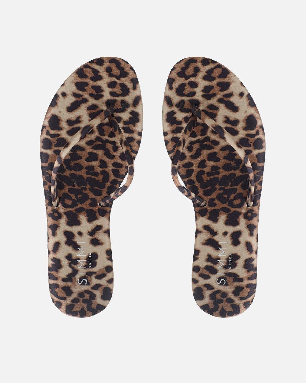 Simmi Leopard Satin Toe Thong Sandals