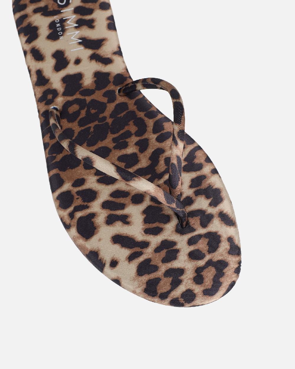 Simmi Leopard Satin Toe Thong Sandals