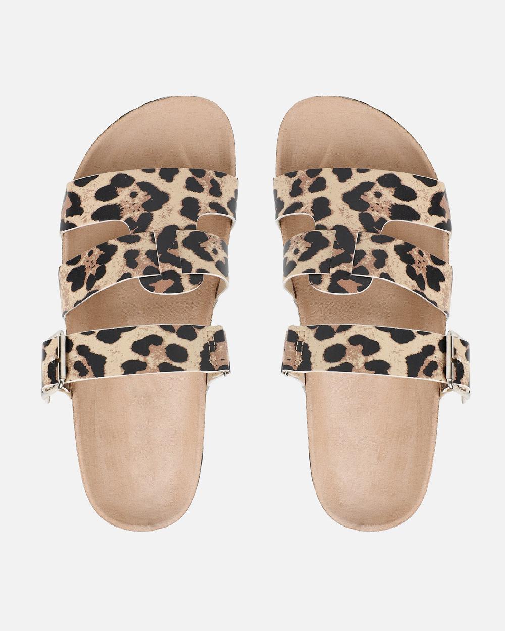 Simmi Leopard Slip On Footbed Slides