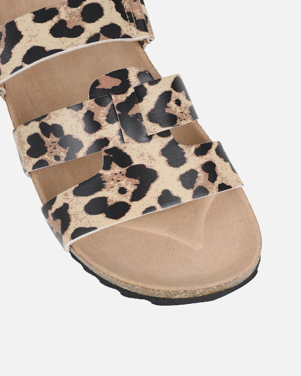 Simmi Leopard Slip On Footbed Slides
