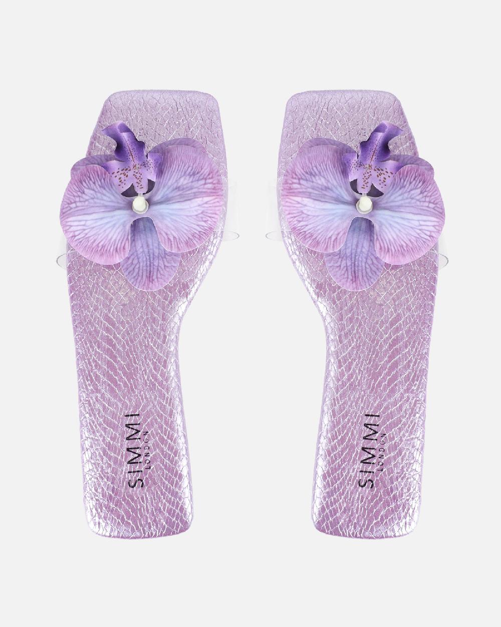 Simmi Lilac Snake Flower Slip On Flats