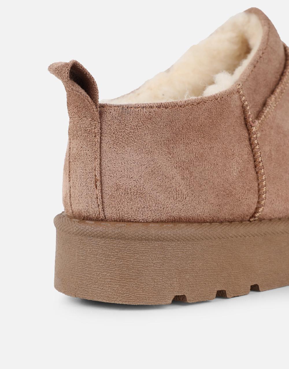 Simmi Mocha Faux Suede Micro Flatform Boots