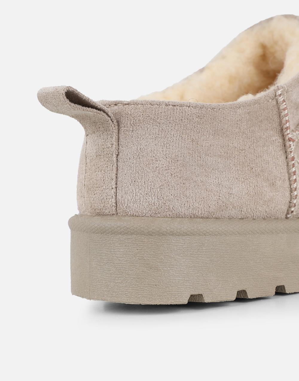 Simmi Mushroom Faux Suede Micro Flatform Boots