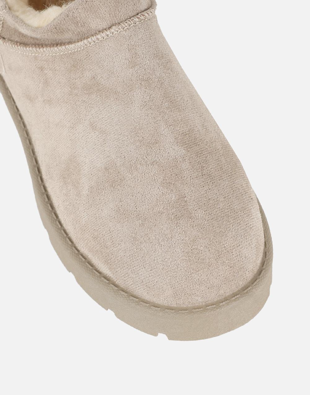 Simmi Mushroom Faux Suede Micro Flatform Boots