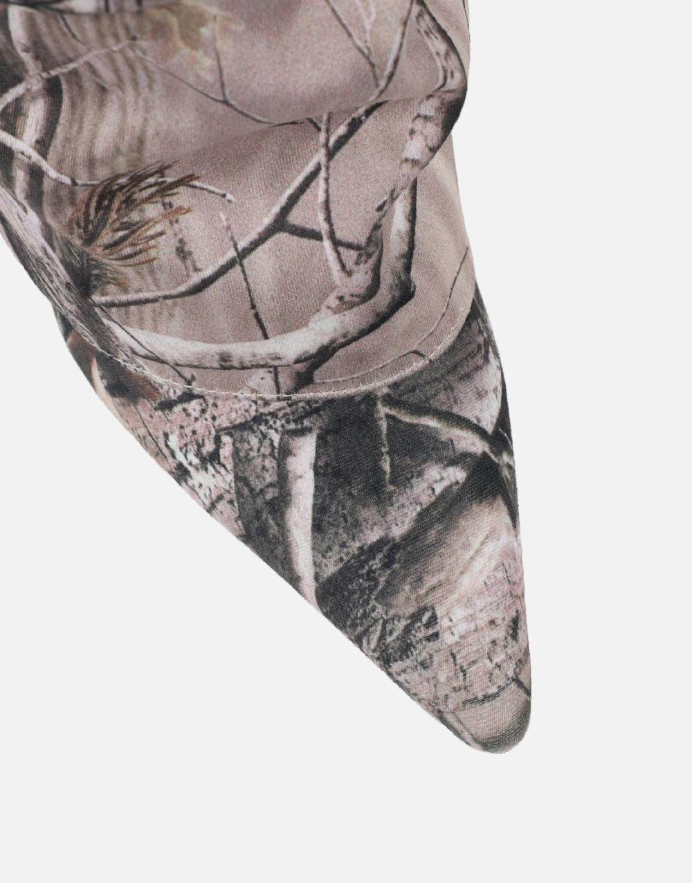 Simmi Natural Print Fold Over Heeled Boots