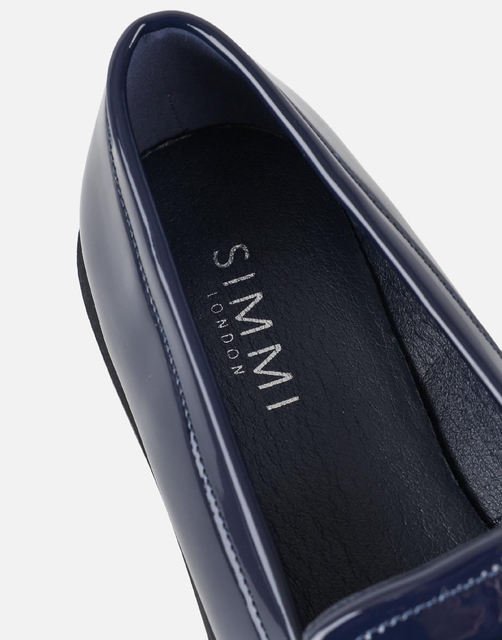 Simmi Navy Patent Tassel Loafers