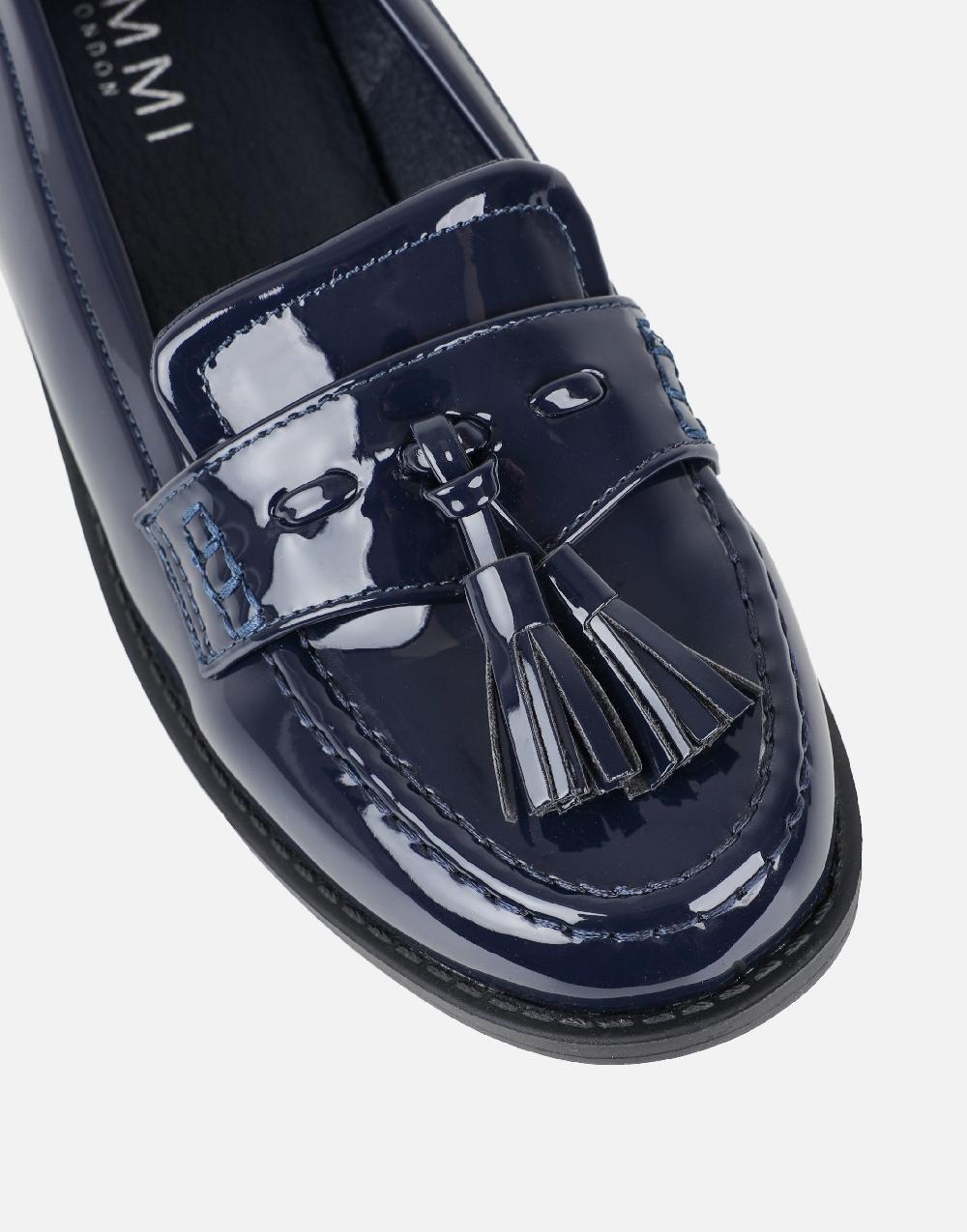 Simmi Navy Patent Tassel Loafers