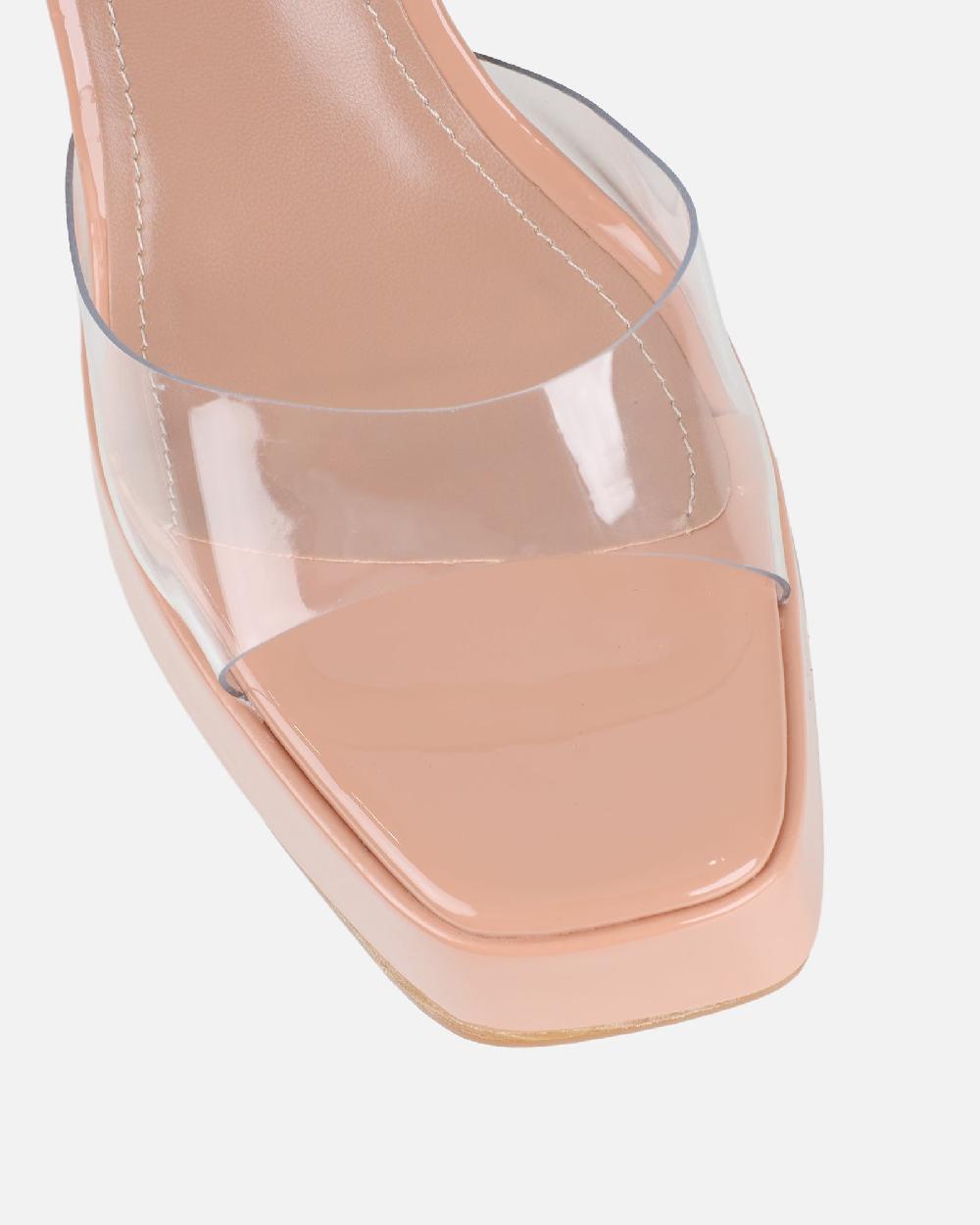 Simmi Nude Clear Platform Heeled Sandals