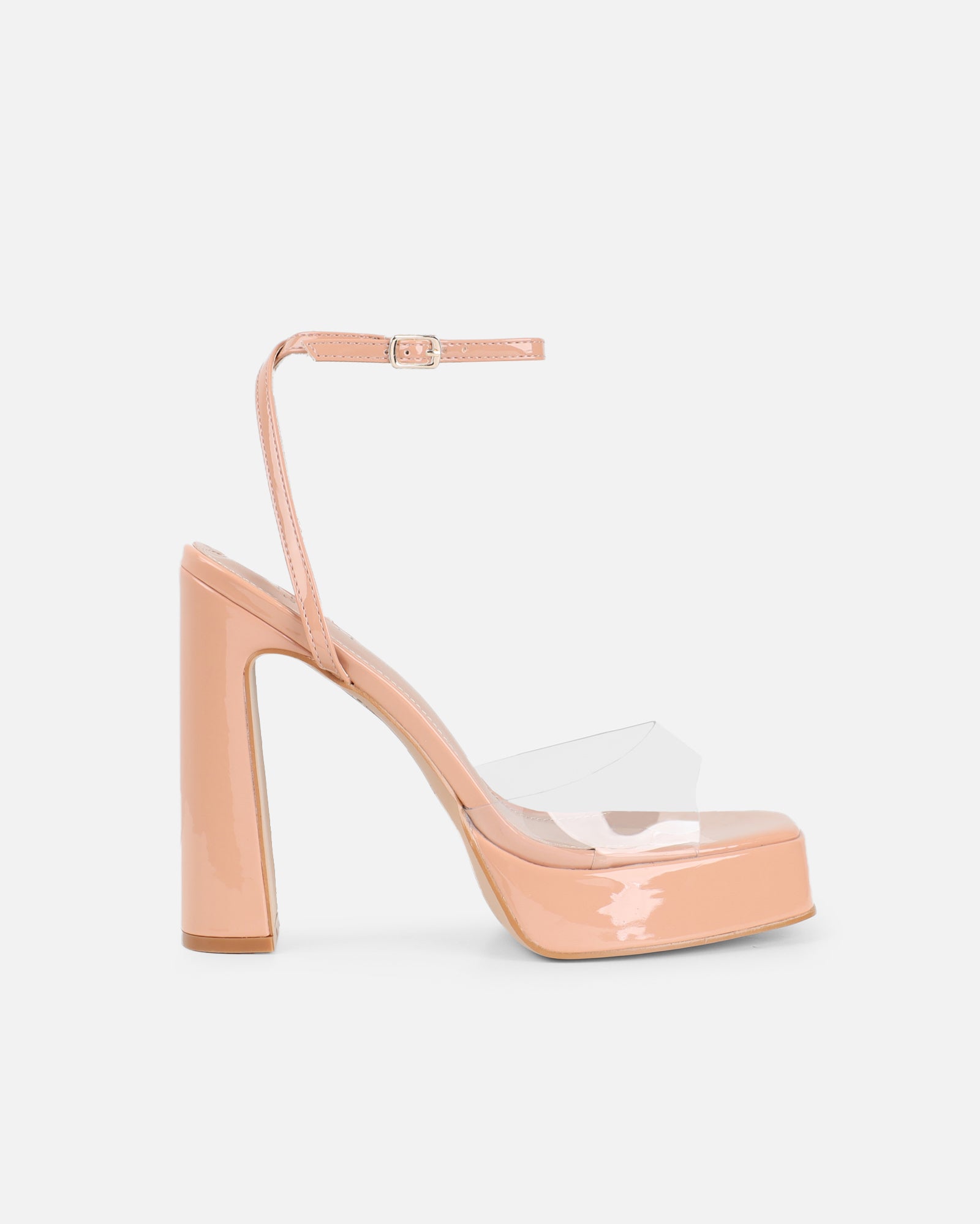 Simmi Nude Clear Platform Heeled Sandals