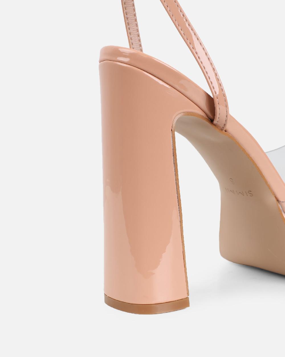 Simmi Nude Clear Platform Heeled Sandals