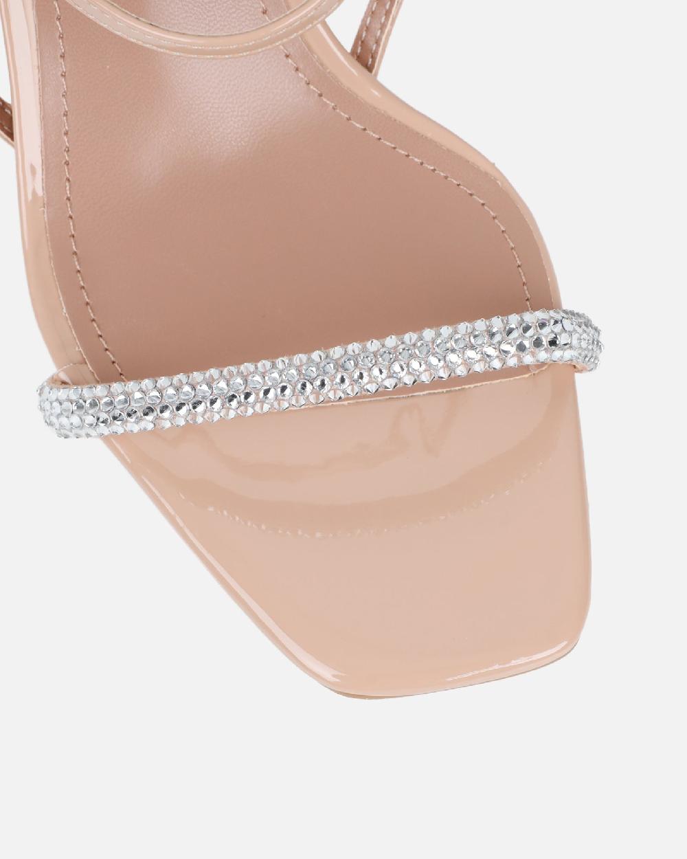 Simmi Nude Diamante Heeled Sandals