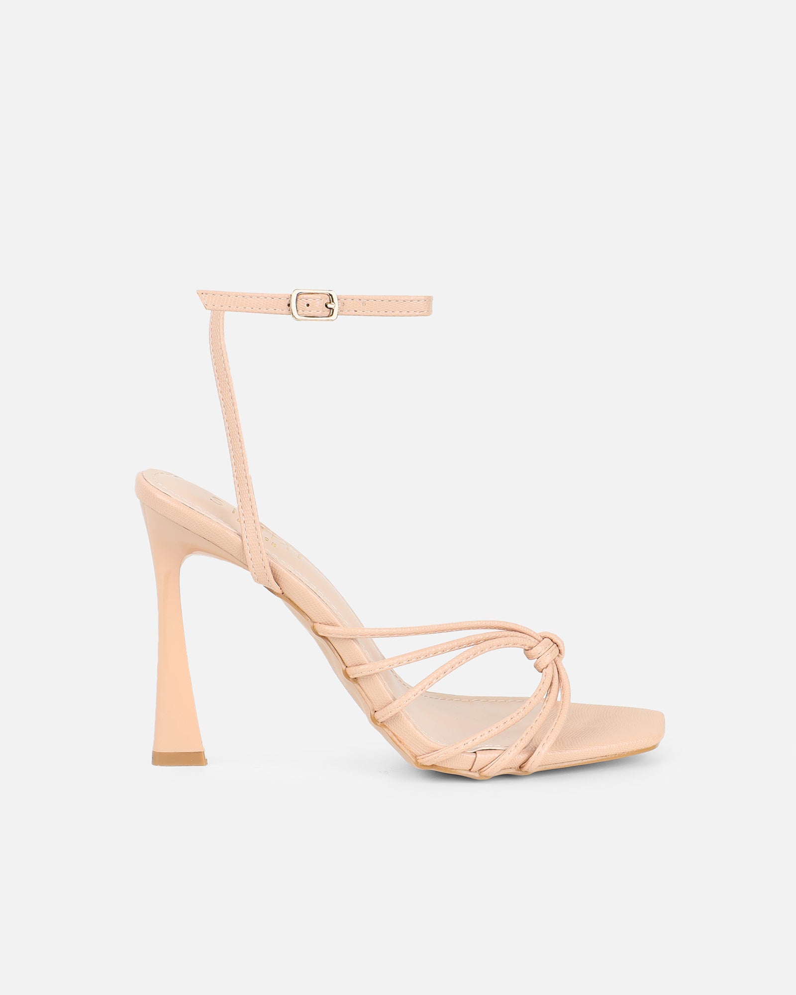Simmi Nude Lizard Strappy Heeled Sandals