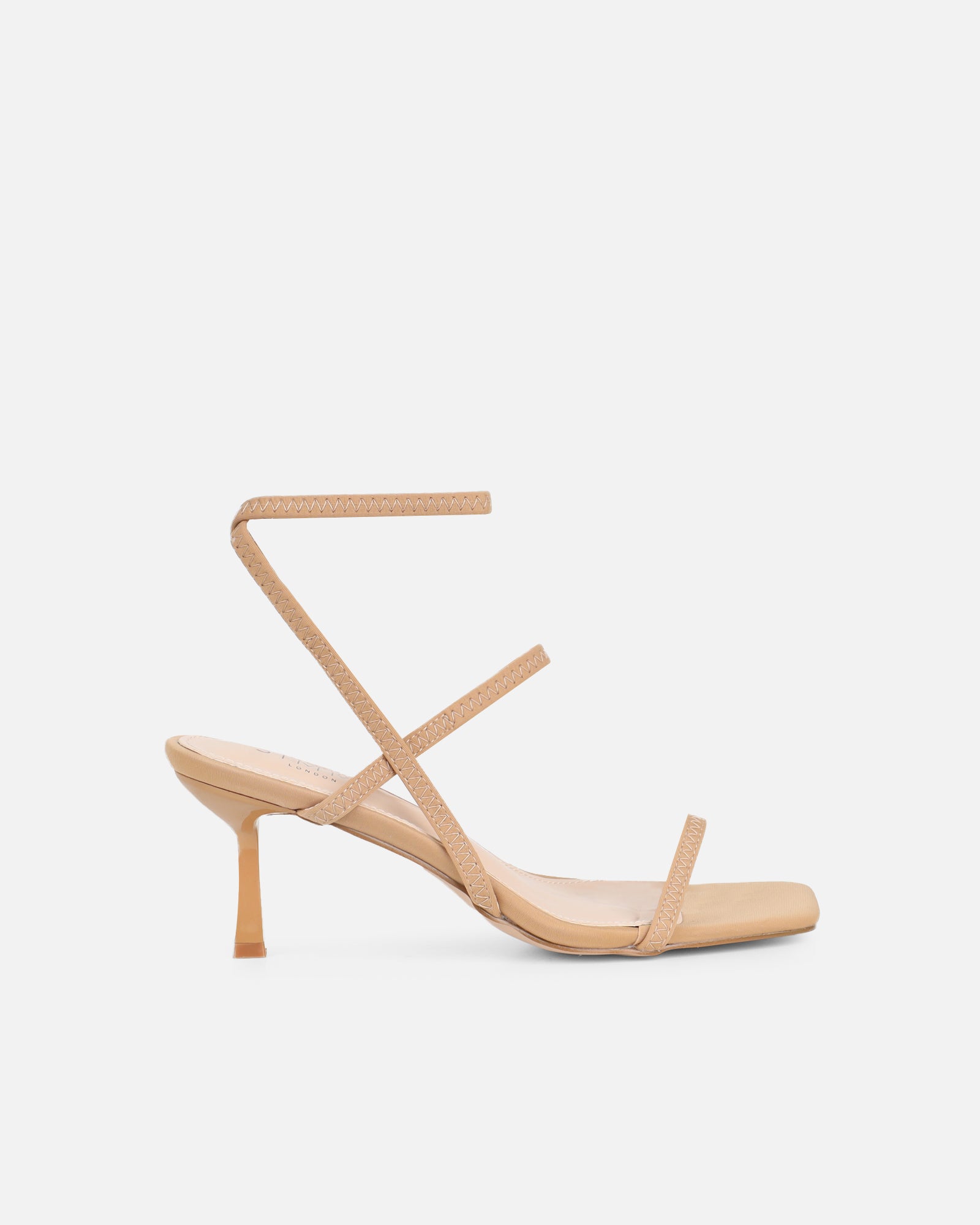 Simmi Nude Lycra Strappy Heeled Sandals
