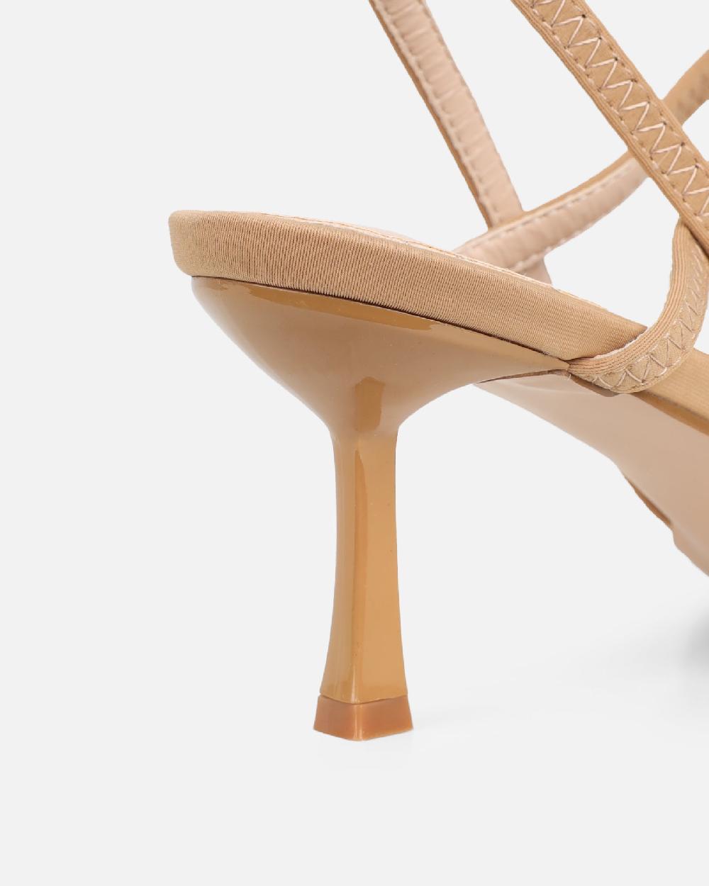 Simmi Nude Lycra Strappy Heeled Sandals