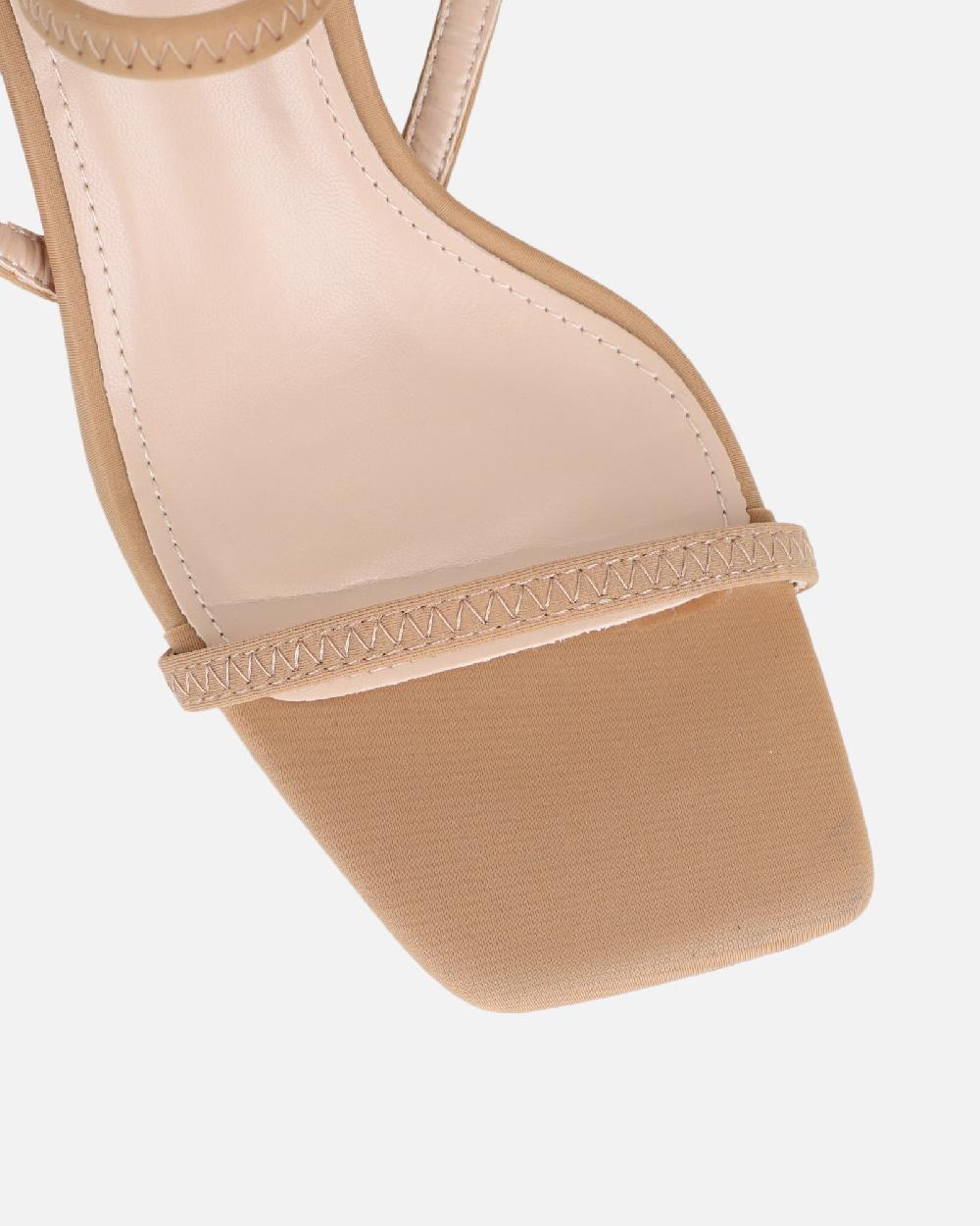 Simmi Nude Lycra Strappy Heeled Sandals