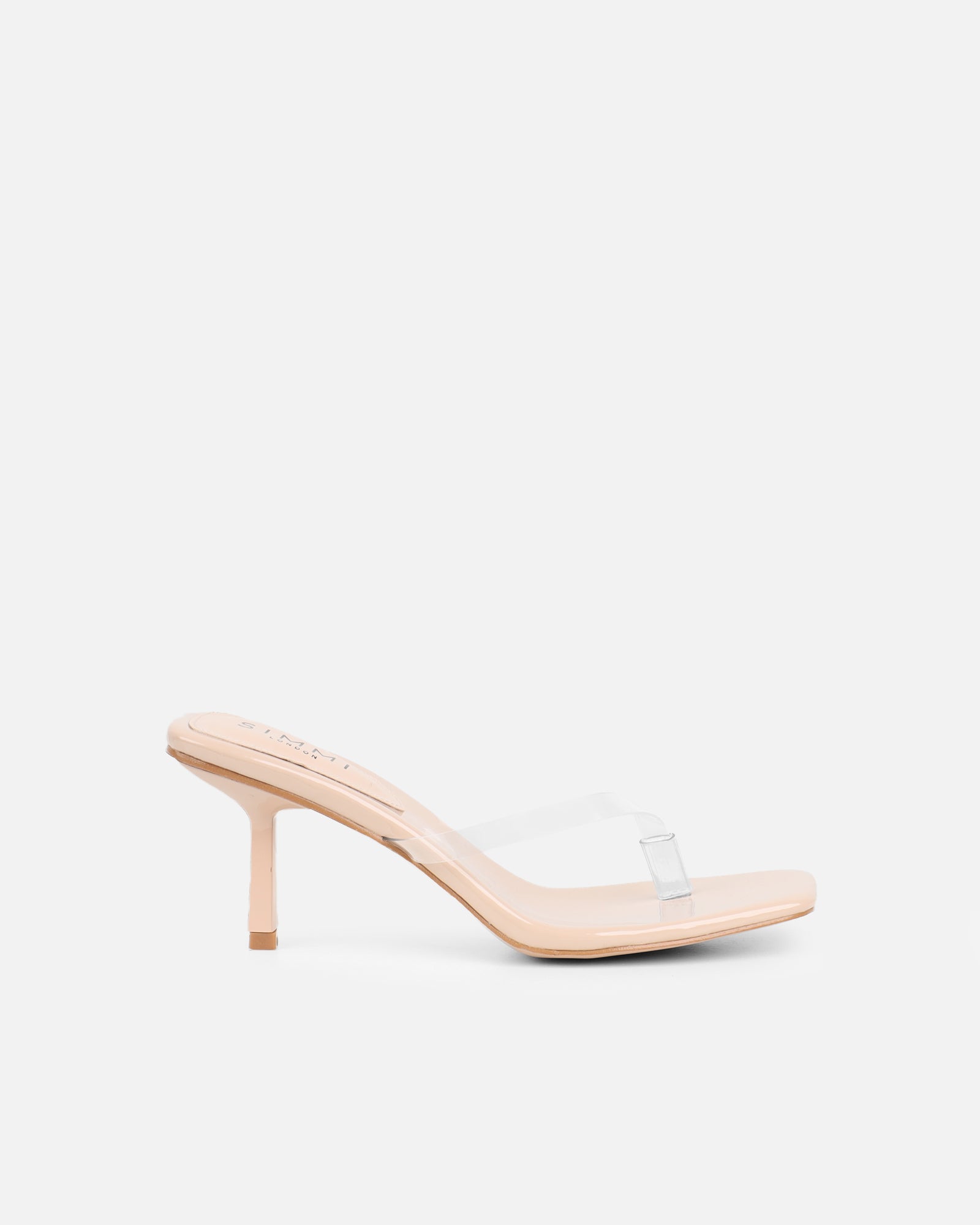 Simmi Nude Patent Clear Toe Thong Sandals