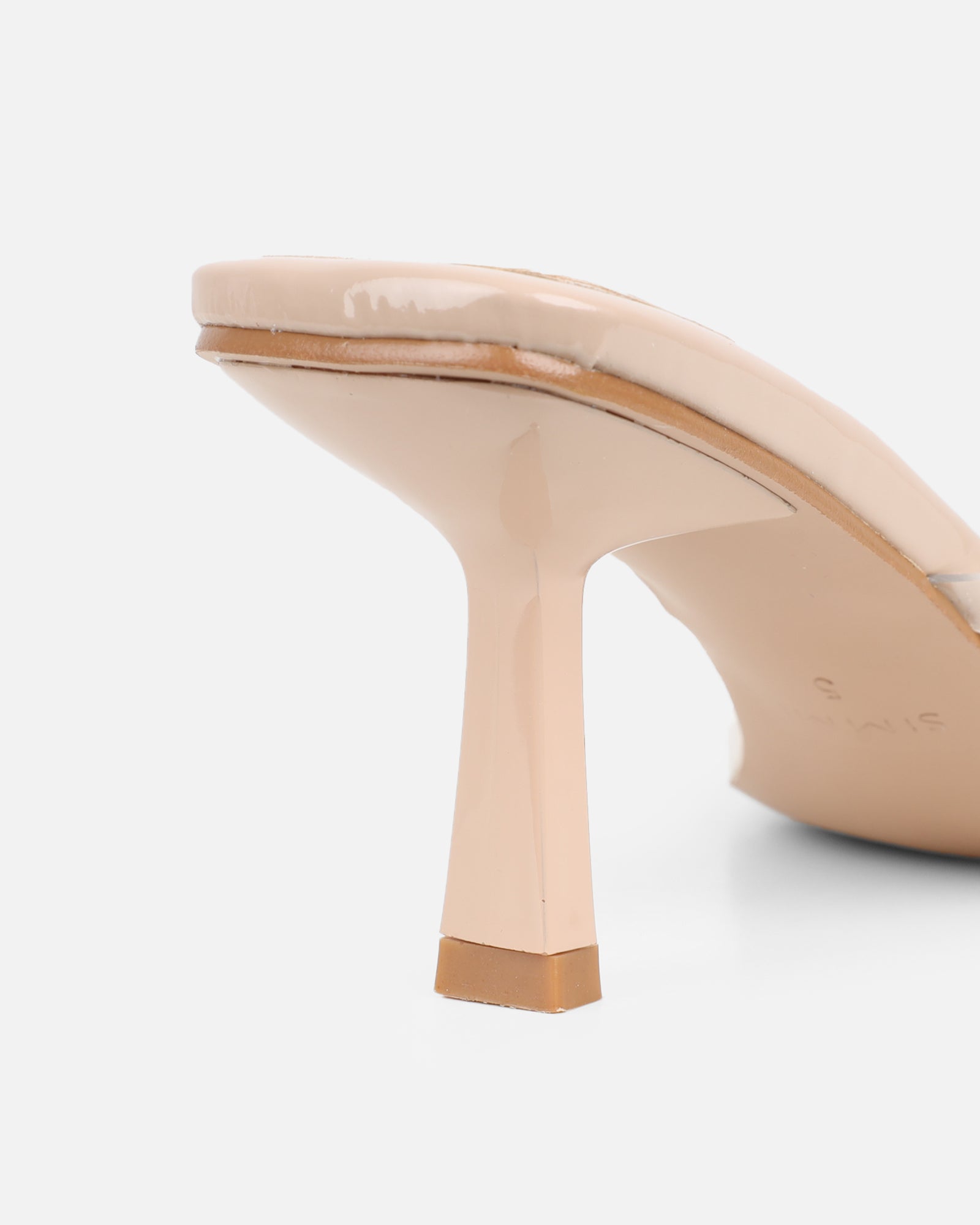 Simmi Nude Patent Clear Toe Thong Sandals