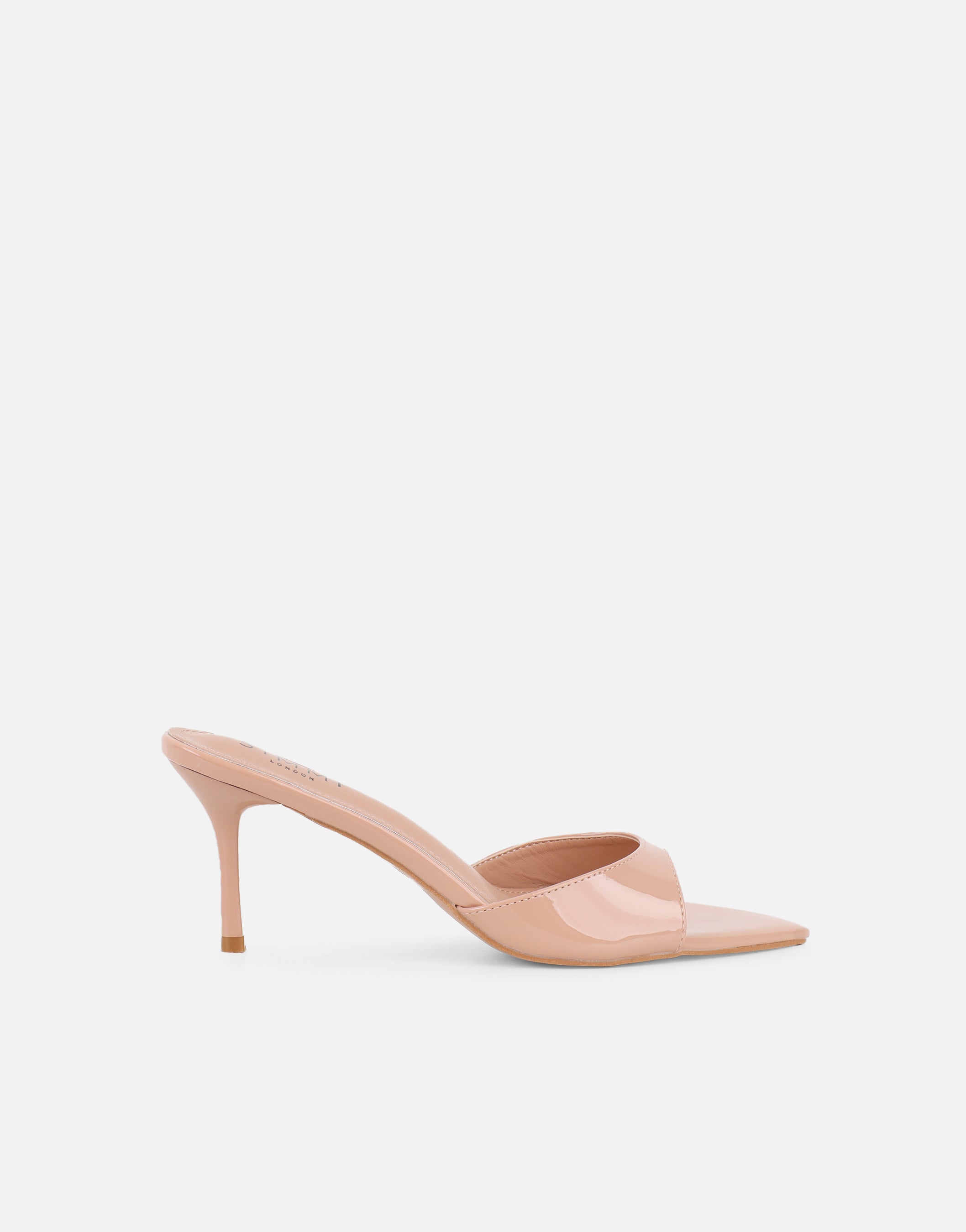 Simmi Nude Patent Peep Toe Heeled Sandals