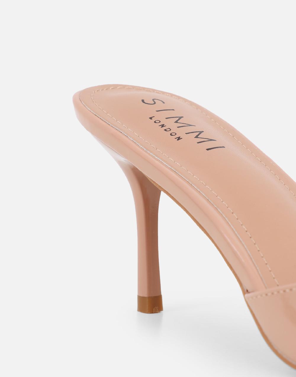 Simmi Nude Patent Peep Toe Heeled Sandals