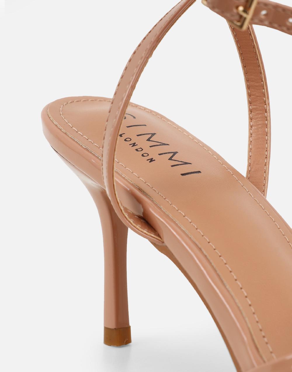 Simmi Nude Patent Strappy Heeled Sandals