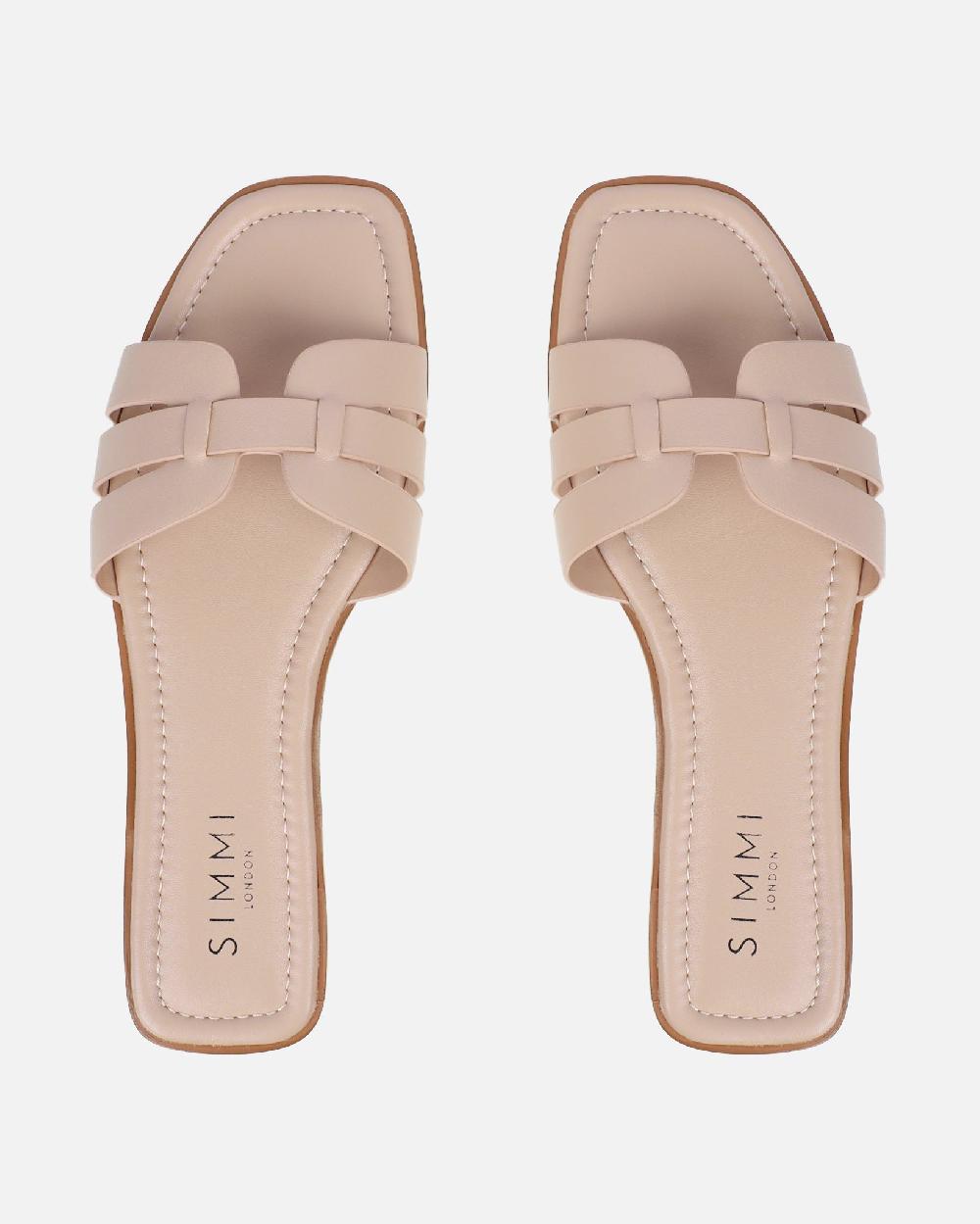 Simmi Nude Slip On Flat Sandals