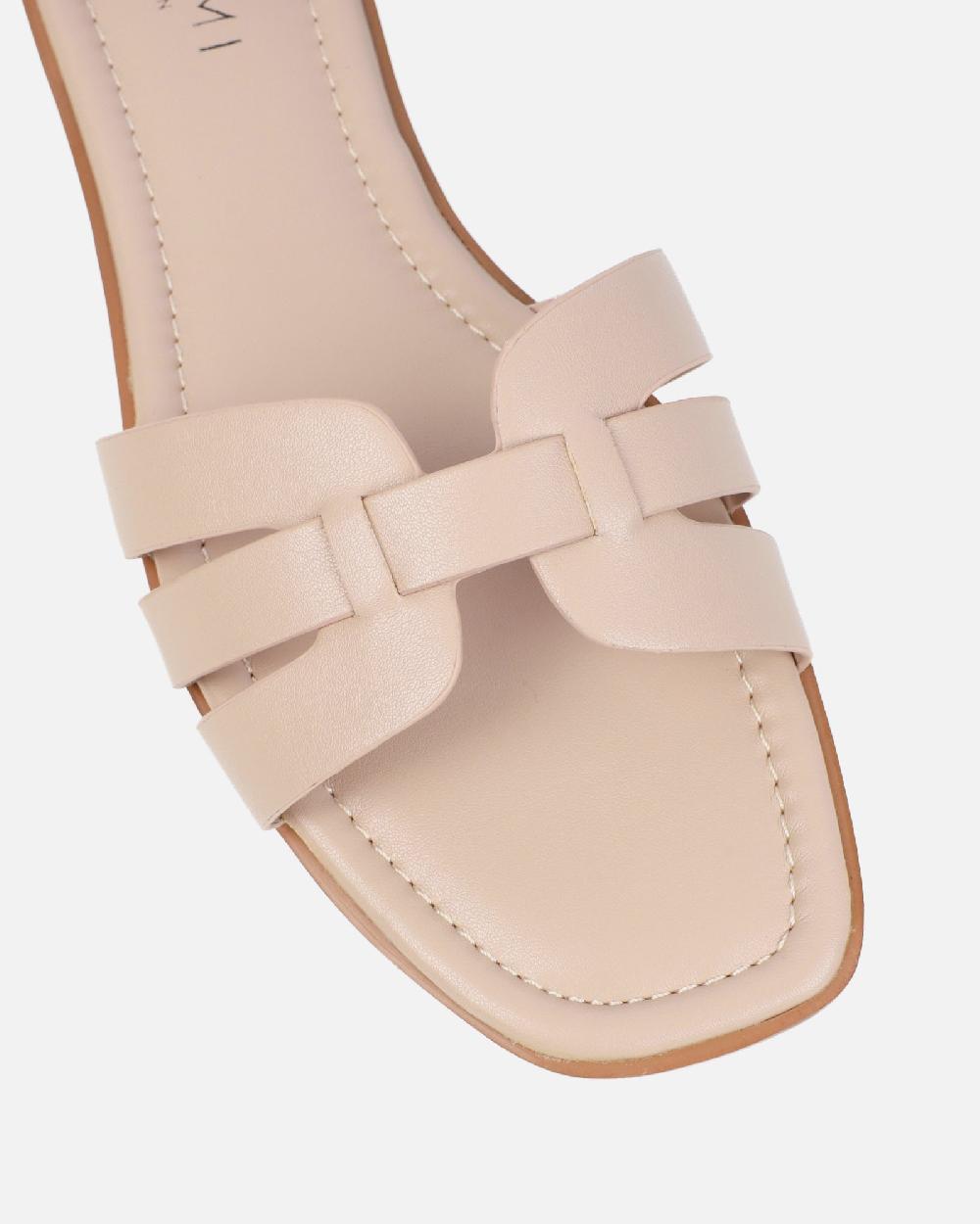 Simmi Nude Slip On Flat Sandals