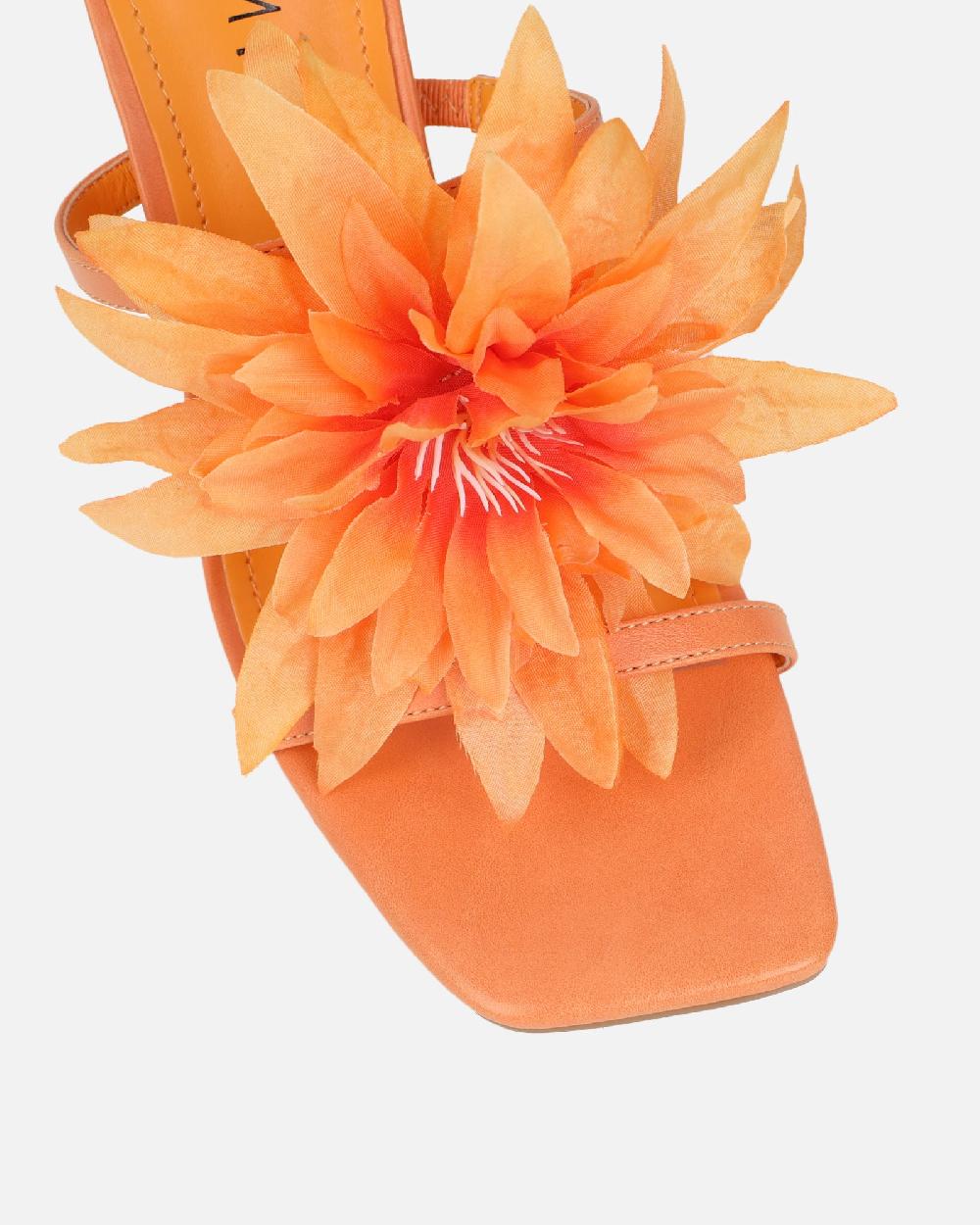 Simmi Orange Flower Detail Mules