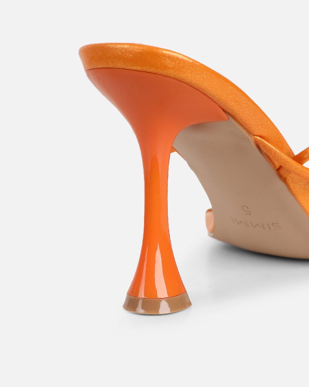 Simmi Orange Metallic Tie Up Heeled Sandals