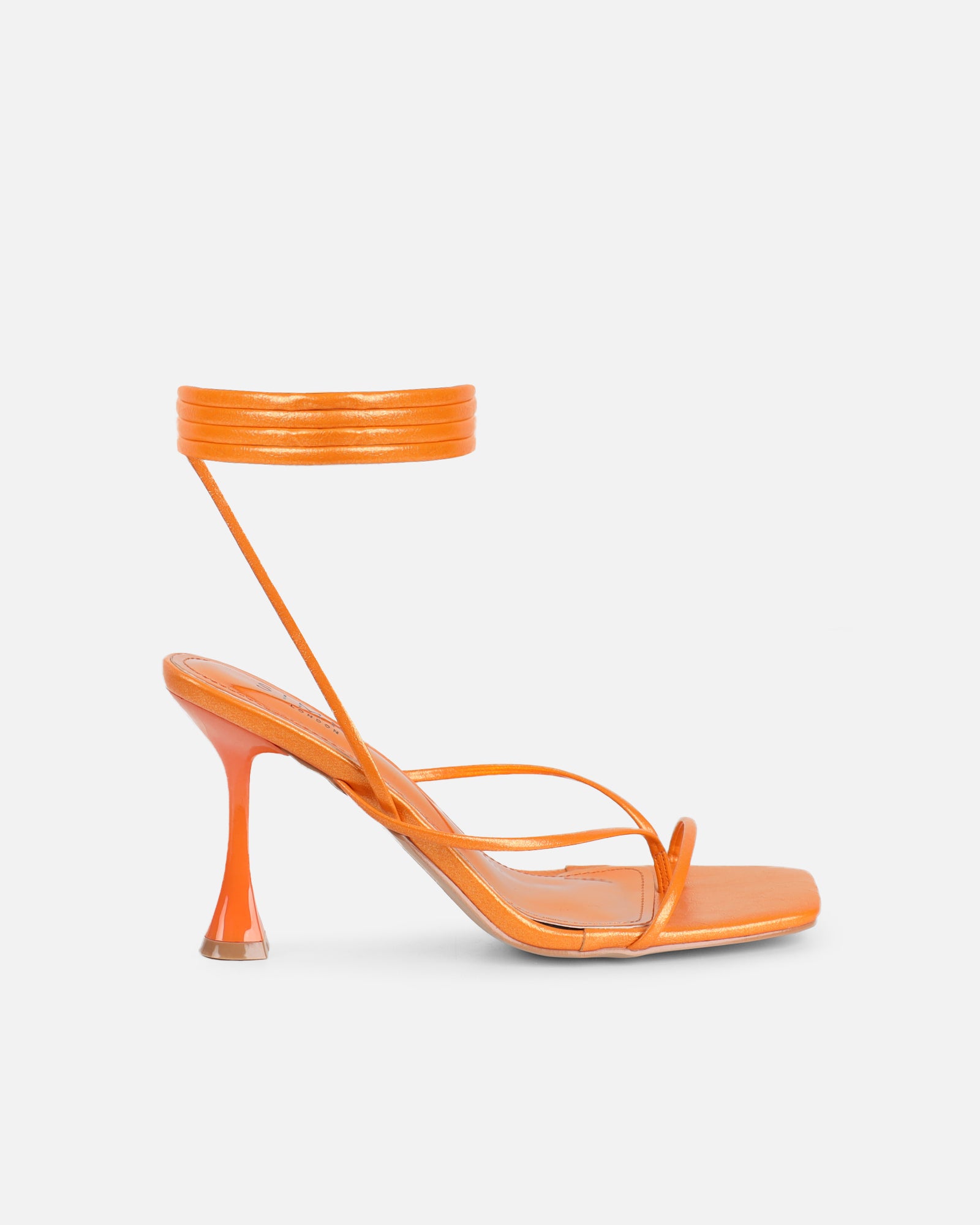 Simmi Orange Metallic Tie Up Heeled Sandals