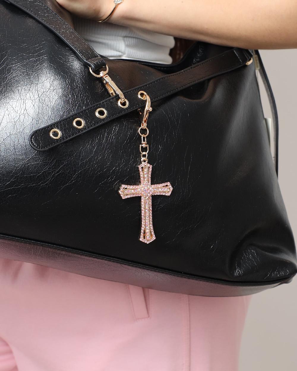 simmi Pink Diamante Cross Charm
