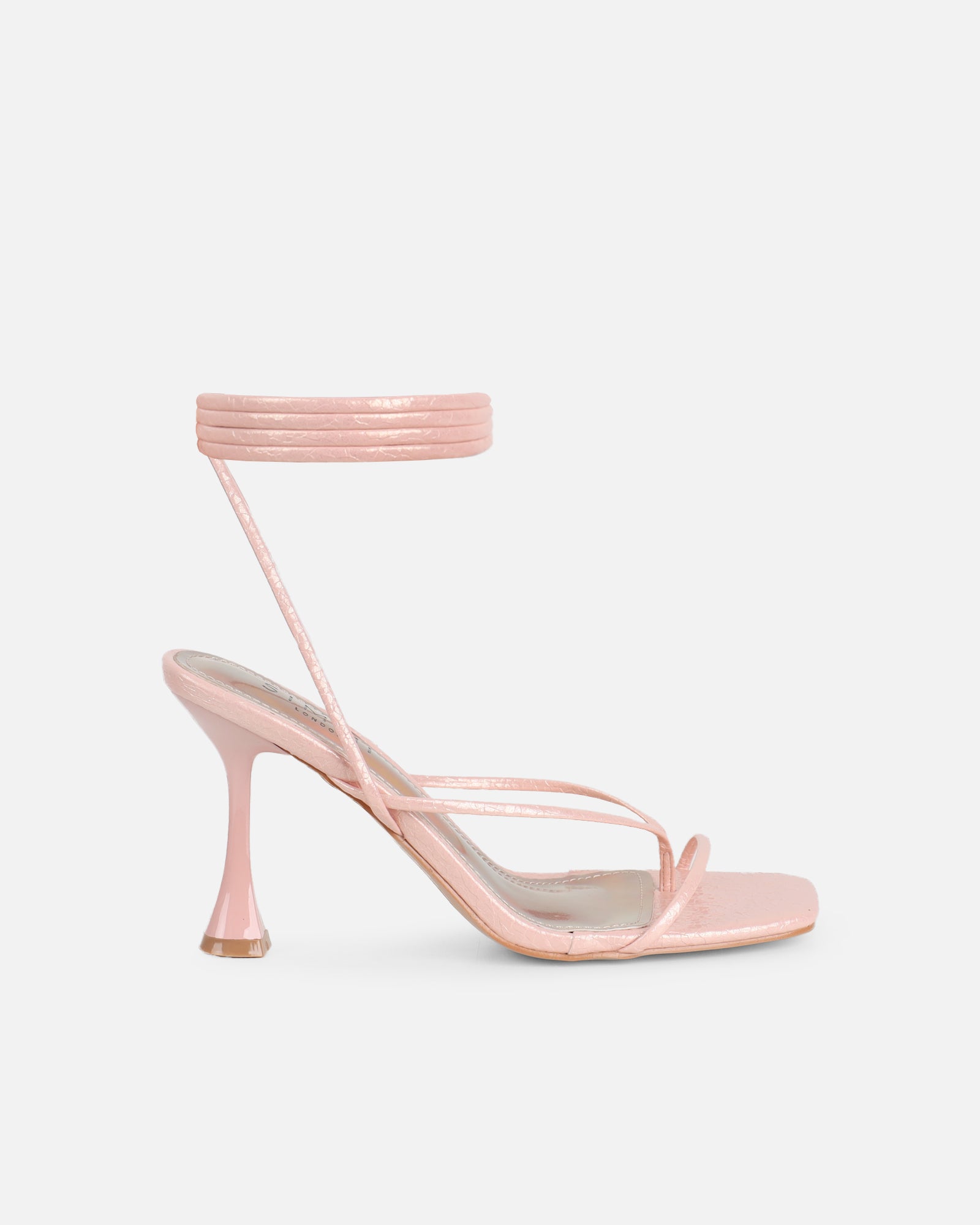 Simmi Pink Metallic Tie Up Heeled Sandals