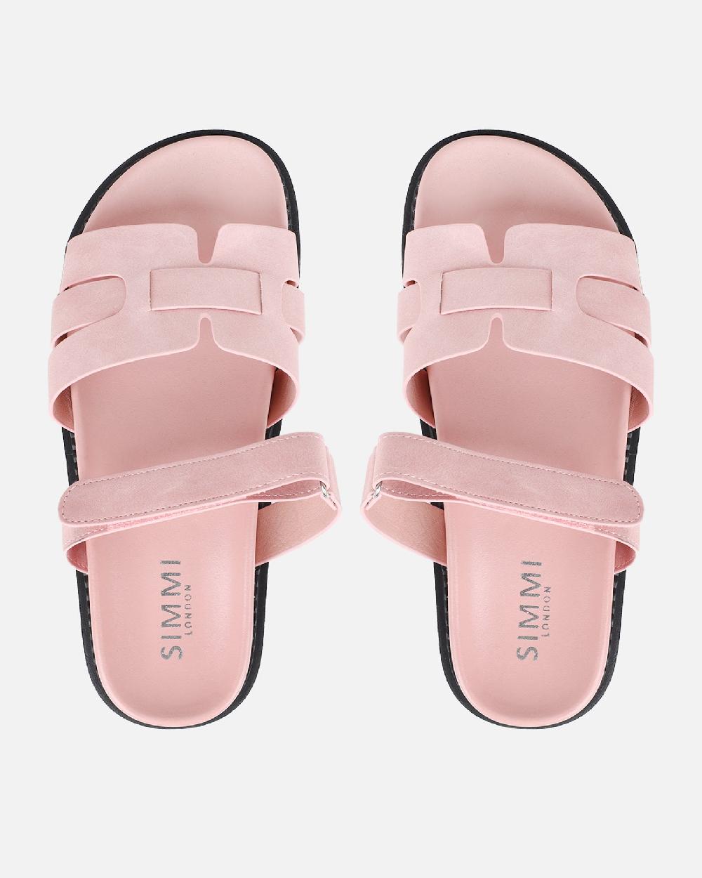 Simmi Pink Nubuck Chunky Footbed Slides
