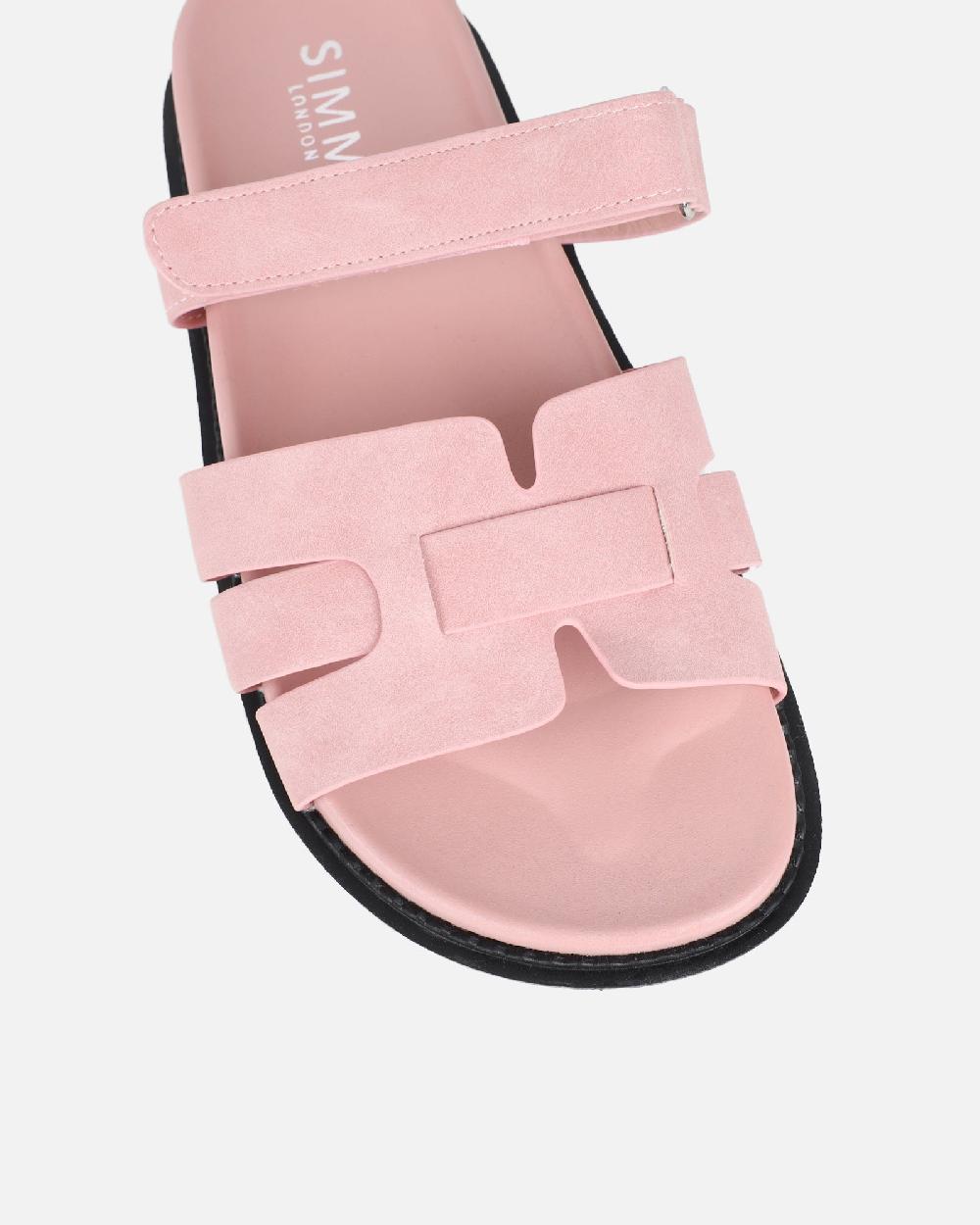 Simmi Pink Nubuck Chunky Footbed Slides