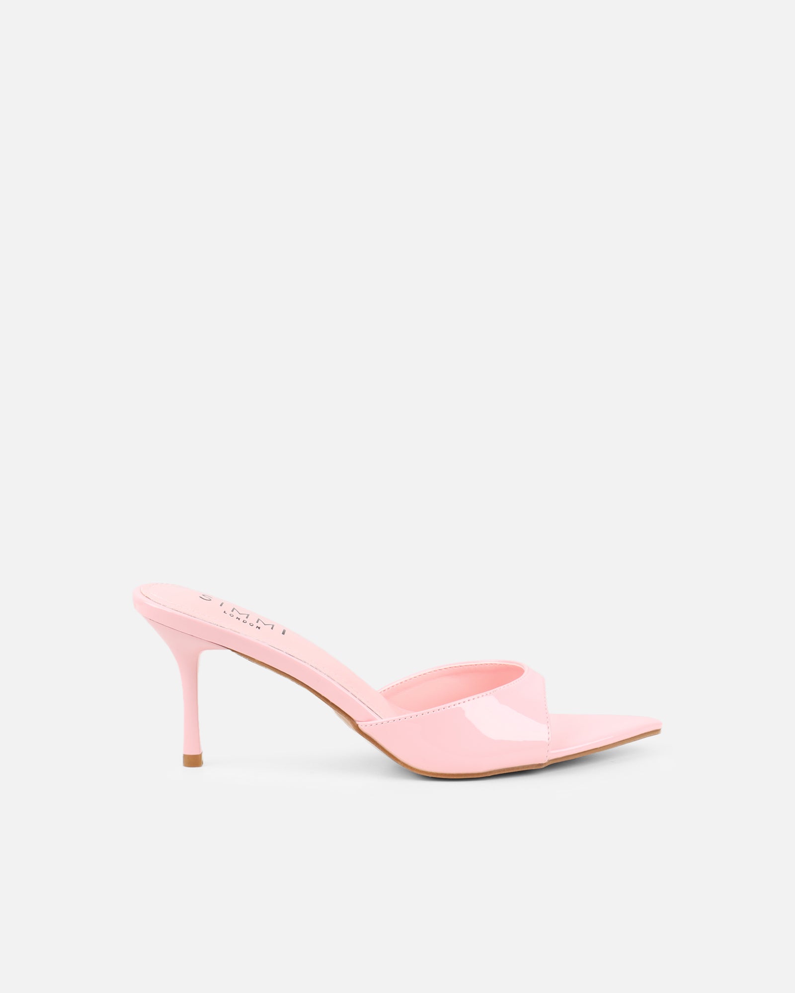Simmi Pink Patent Peep Toe Heeled Sandals