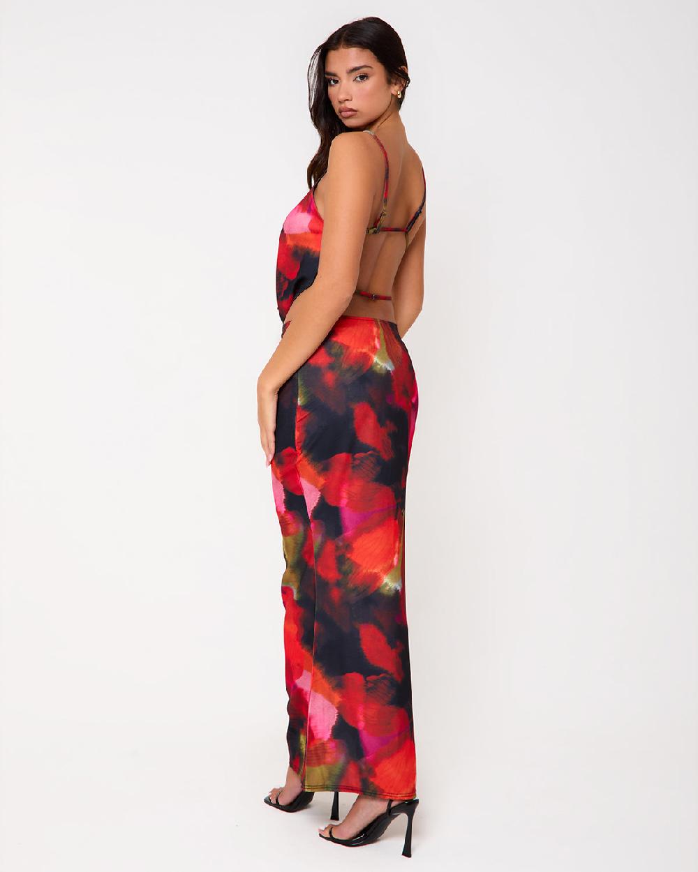 Simmi Print Cowl Neck Maxi Set