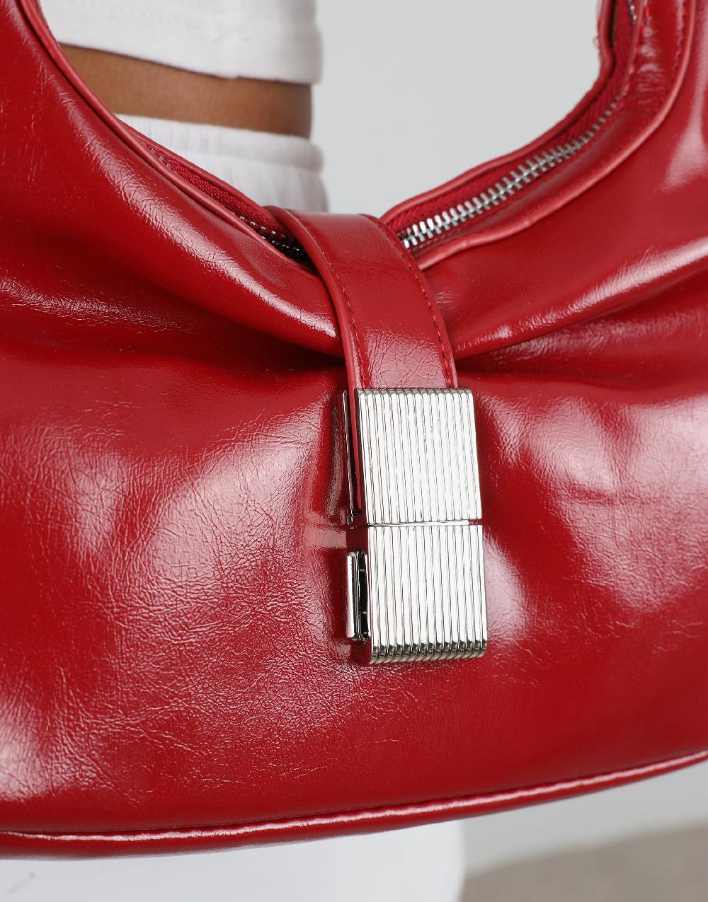 Simmi Red Buckle Detail Shoulder Bag