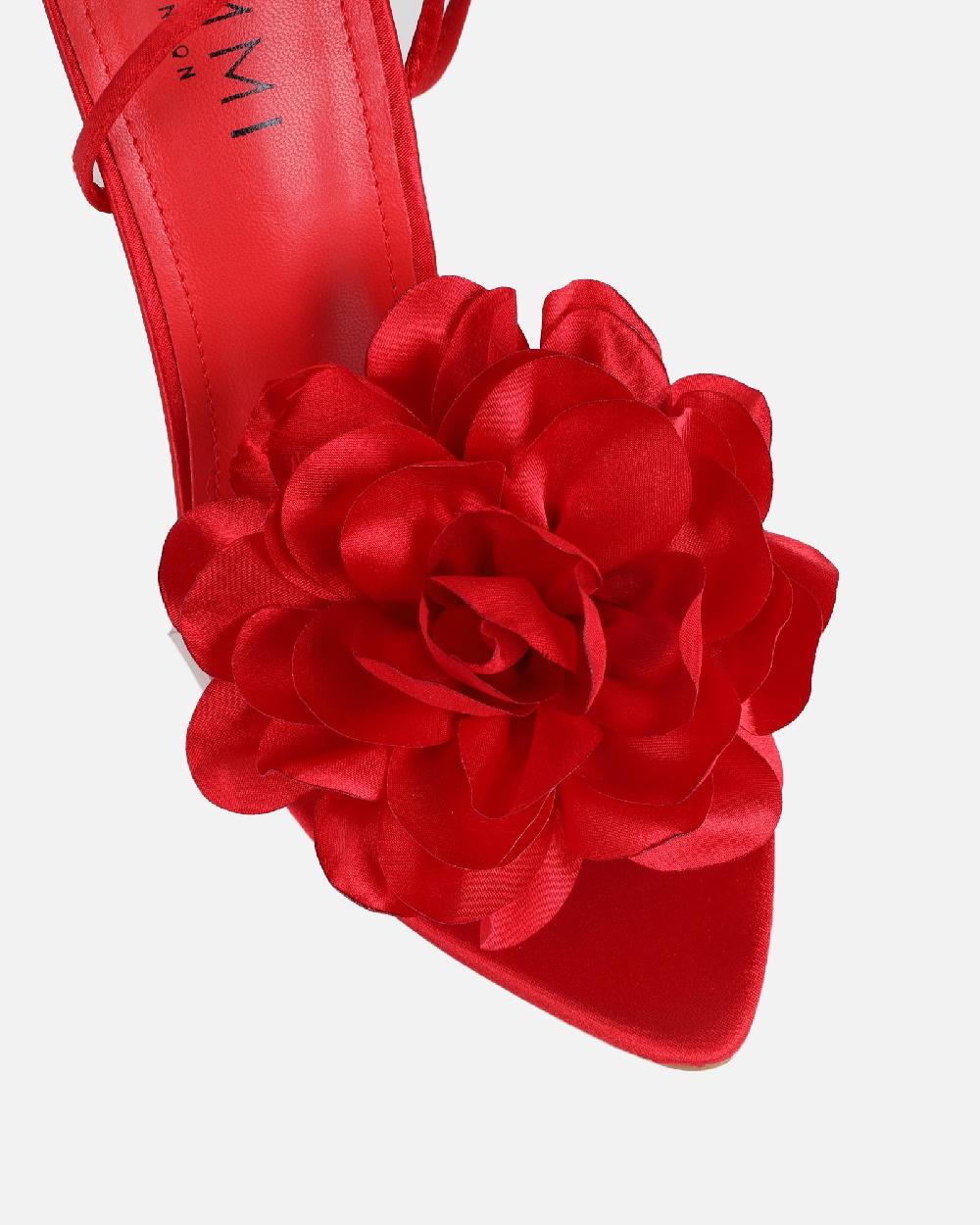 Simmi Red Flower Heeled Sandals